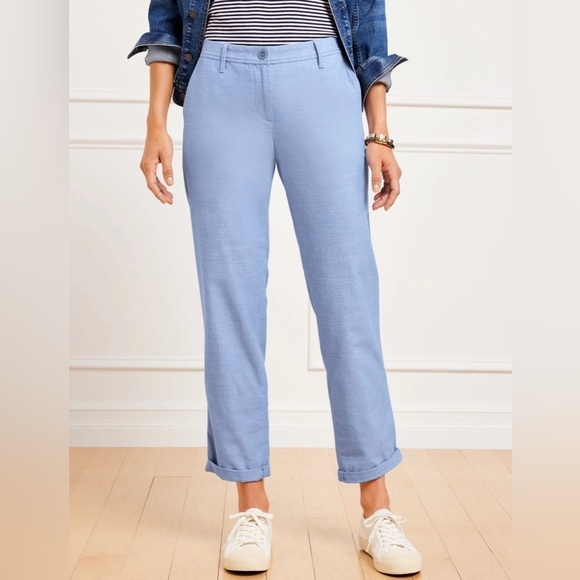 Talbots Relaxed Chino Pants 10 100% cotton Newport Chambray light blue summer - Picture 12 of 12